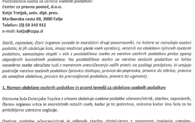 Informacije o obdelavi osebnih podatkov za posameznike